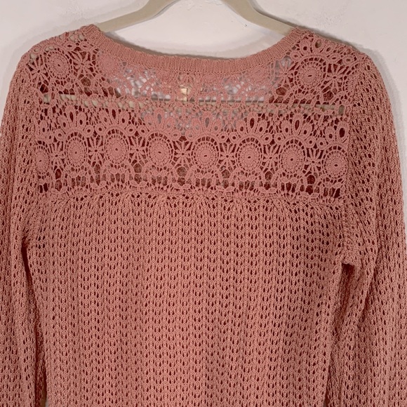 Hippie Rose Boho Crochet Lace Hi-Low Hemline Women’s Size M Orange Sweater - Picture 11 of 16
